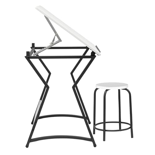 SD STUDIO DESIGNS Hourglass Craft Table Angle Adjustable Drafting Table, Table+Stool