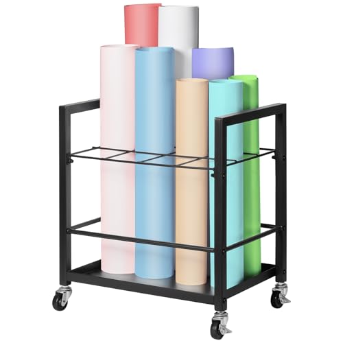 VEVOR Blueprint Storage Rack, 12 Slots Blueprint Holder with Wheels, Mobile Metal Storage Cart for Map Poster Architectural Construction Plan, Roll File Organizer for Home, Office, School