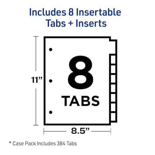 Avery 8-Tab Binder Dividers, Insertable Multicolor Big Tabs, 1 Set (11111)