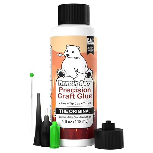 Bearly Art Precision Craft Glue 4 fl oz with Tips - Archival, Clear Drying