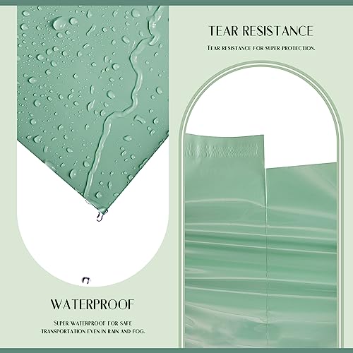 Metronic Grayed Jade Green Poly Mailers 14.5x19 Shipping Bags 50PC - Large, Tear & Water-Resistant