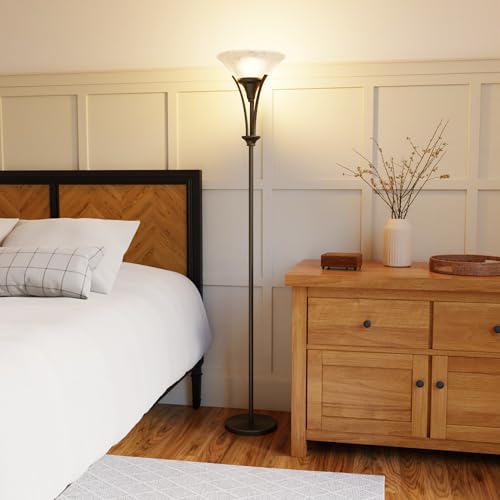 Globe Electric 63361 Gatineau 70" Floor Lamp, Dark Bronze Finish, Alabaster Glass Shade, 0