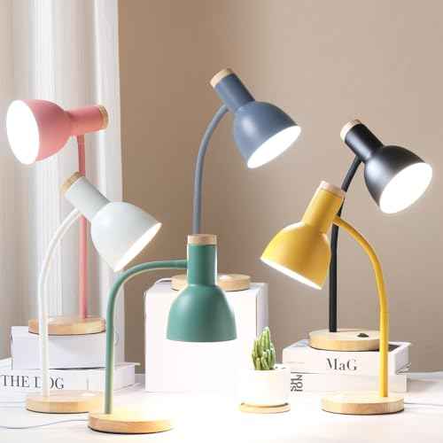 Table Lamp,Wooden Adjustable Desk Lamp,Dorm Lamp&Bedside Lamp for Living Room, Bedroom, Kids Room (Yellow)