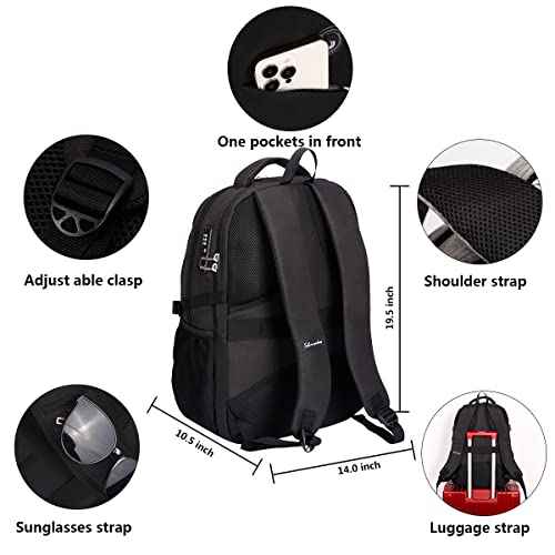 SHRRADOO Anti Theft Laptop Backpack Travel Backpacks with usb Charging Port for Women Men High School College Backpack Computer Bag Fits 17 Inch Laptop,Grey