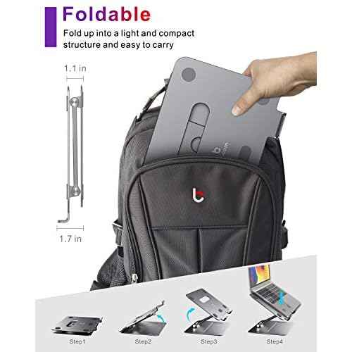 Adjustable MacBook Laptop Stand for Desk | Ergonomic Aluminum Laptop Riser with Heat-Vent, Compatible for 10-17" Laptops, Space Grey