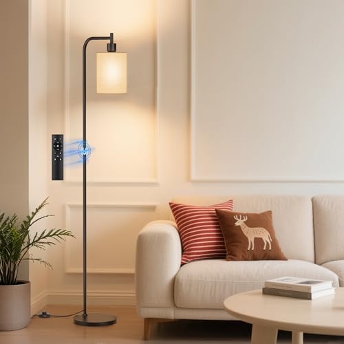 Beige SIBRILLE Dimmable Floor Lamp with Linen Shade, Remote & 3 Color Temps