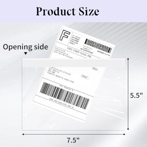 7.5" x 5.5" Clear Shipping Label Sleeves, Self-Adhesive Packing Slip