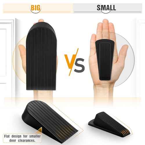 8 Pack Black Extra Large Door Stopper, High 1.9 inches Big, Prevents Door Gaps & Lock-Outs, Heavy Duty, Sturdy Rubber Stop Wedge