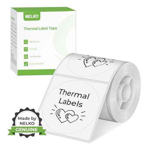 Thermal Labels for Nelko PM220 Label Maker, 2 inch (50mm) Round Thermal Label, Waterproof, Multi-Purpose Tab Tape, 1 Roll of 150 Self-Adhesive Thermal Paper (White)
