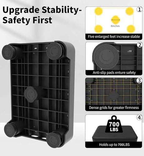 Liftoza Noctilucent Bedside Step Stool with Black Mat, Adjustable 5-Level Safety Platform, 700 lbs Capacity for Seniors & Kids