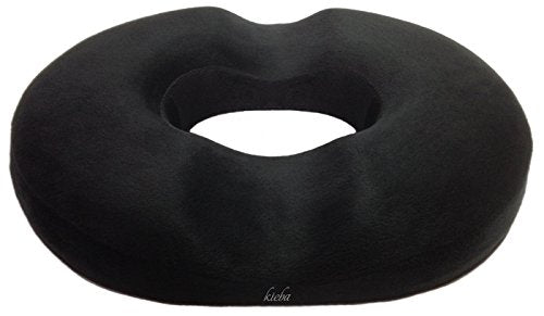 Kieba Hemorrhoid Donut Cushion - Ultra Premium Support Pillow, Black, 18 Inches