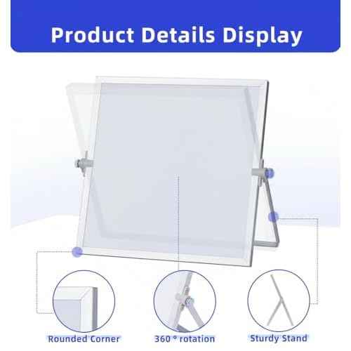 MXG Portable Dry Erase Board, 16x12 inch Double-Sided Magnetic Desktop whiteboard with Bracket, Student Drawing Board Set, Suitable for Office, Teaching, and Home use.