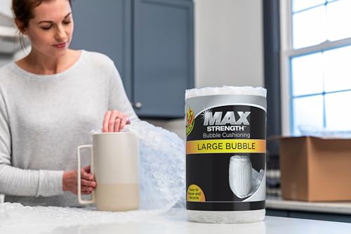 Duck Max Strength Large Bubble Cushioning Wrap 15 FT Heavy Duty Protection Packing Material