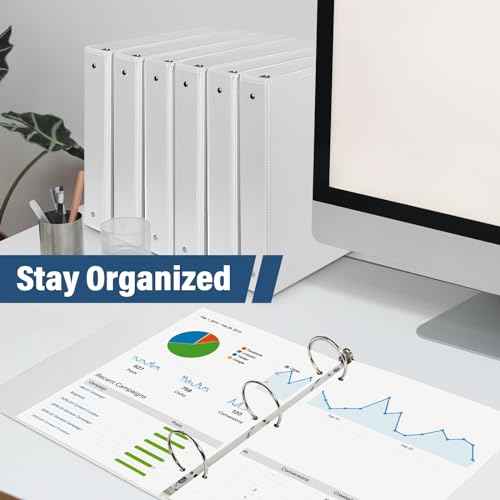 1.5-Inch 3-Ring Binder with Pockets, 1-1/2¡¯¡¯ Premium View Binders with Three Ring Binders Holds up to 325 Sheets US Letter Size, Bulk Pack of 6, Perfect for Home, Office, and School (1.5-inch) White