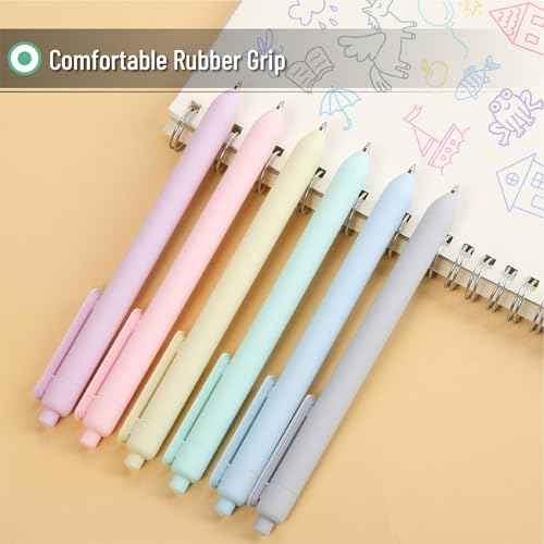 Mr. Pen- Retractable Gel Pens, 6 Pack, Color Ink Gel Pens Fine Point, Pastel Colors, 0.7mm, Back to School Supplies