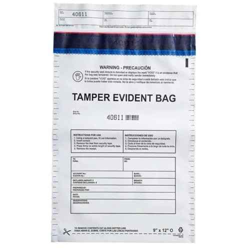 12¡±x16" Opaque Plastic Deposit Bags with Security Tape Tamper Evident - Secure Bank Deposits, Cash Handling, & Currency Transport | Self-Sealing Tape with Hidden Graphics | 100-Pack