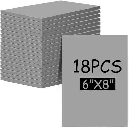 MotiMind 18 Pcs Linoleum Blocks 6 x 8 Inch for Printmaking Rubber Carving Block Soft Gray Linocut Block for DIY Crafting Projects Scrapbook Painting Stamp Maker