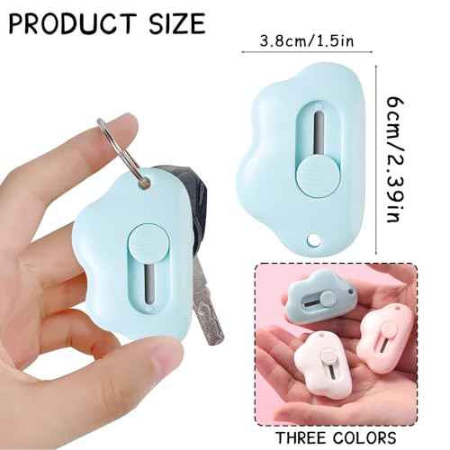 Cloud-Shaped Mini Box Cutter & Cutter knife ? art knife Retractable Envelope Slitter Utility Knife with Keychain Hole, Portable Package Opener for Mail, Boxes & Crafts