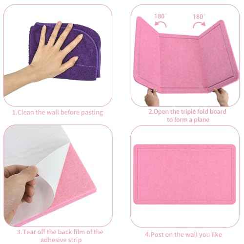 Vuzvuv Pink 28"x16" Large Cork Board with 50 Push Pins & Sticky Notes, Self-Adhesive Bulletin Board for Wall, Felt Pin Vision Board for Paste Notes,Schedules Offices Home