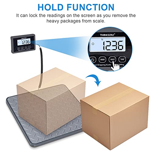 THINKSCALE Digital Shipping Postal Scale, 440 lb/1oz High Accuracy Postage Scale, Hold/Tare Function, Lightweight Scale for Packages/Luggage/Warehouse/Home, Commercial Weight Scale, Battery&AC Adapter