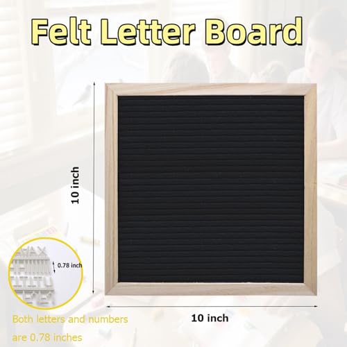 INTOMYTH Felt Letter Board 10x10 Inches with 336 Letters & Symbols - Flat Black