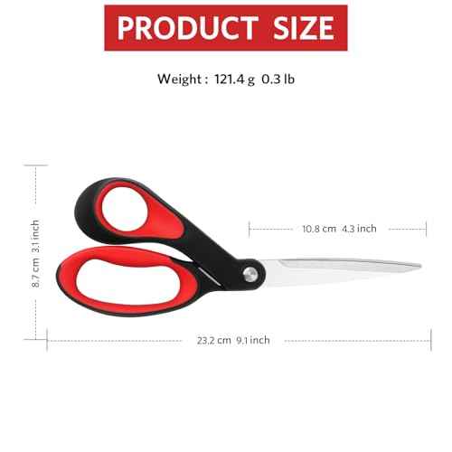 True Left Handed Sewing Scissors, Heavy Duty Multi-Purpose Tailor Scissors, Stainless Steel Blades and Comfort Handle, Suit for Fabric, 9 inch