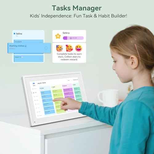 10.1 Inch WiFi Digital Calendar, Smart Touchscreen Interactive Display for Family Schedules Chore Chart, Meal Planner, To Do List, Smart Sync Switchable Digital Photo Frame Desk-Standing