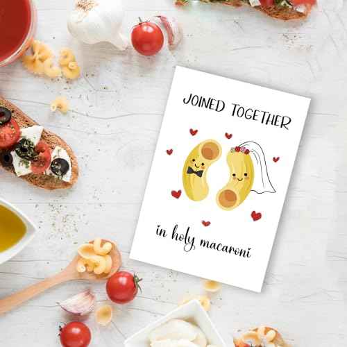 Cute Macaroni Pun Engagement Card for Couple Partner, Funny Wedding Card Marriage Gift for Bride Groom Newlyweds, Bridal Shower Gift for Him Her