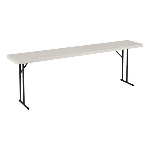 Norwood Commercial Furniture 8' Folding Training Table - Rectangular Blow-Molded Plastic | Gray Indoor/Outdoor Use