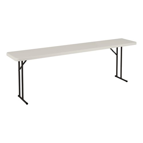 Norwood Commercial Furniture 8' Indoor/Outdoor Folding Training Table, Rectangular Blow-Molded Plastic Folding Training and Event Table, Gray