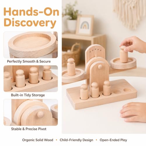 Montessori Wooden Balance Scale for Kids - Educational Math Toy