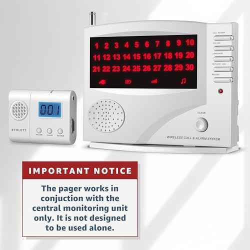 Wireless Caregiver Pager with LCD Number Monitor Alert Tone Silent Mode Compatible with SYNLETT Wireless Nurse Call System Caregivers Nurses Service Staff Must Pair to CMU to Function