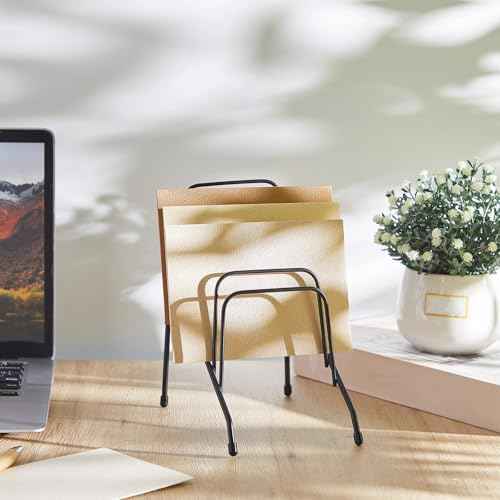 6 Pcs Metal Incline Desk Flip Organizer Rack Small Desktop File Sorter Wire Organizer Vertical Incline File Holder Stand for Mail Paper Book Magazine Filing Office Desk, 6 Sections
