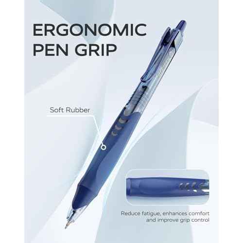 12 Pack Blue Gel Pens, Quick Dry Blue Ink Pen, 0.5mm Fine Point Retractable Smooth Writing Pens for Journaling, Writing, Business Gel Pen for Office School & Home Supplies(Blue)