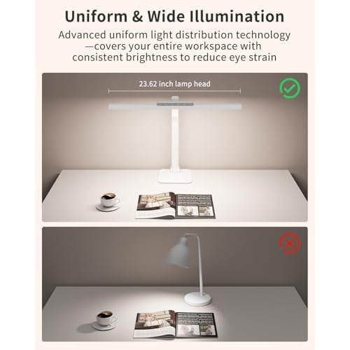 LED Desk Lamps for Home Office with Base, 24W Brightness Touch Control Desk Light, Adjustable Gooseneck Tall Office Lights for Drawing,Reading,Crafts,Gaming,Workbench,Architect,Study, White