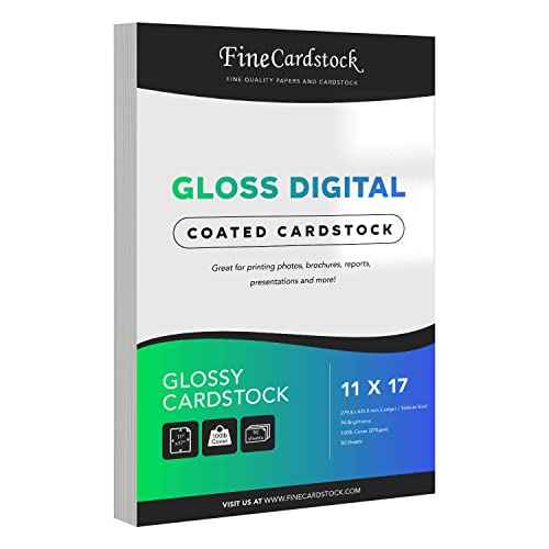 Double-Sided Gloss Digital C2S Cardstock Paper ? Perfect for Color Laser Printing, Design Proposals, Flyers, Brochures | 11 x 17 | Glossy 100lb Cover (270gsm) | Acid Free, Coated Finish | 50 Sheets