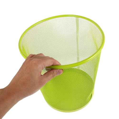 Ciieeo Green Mesh Trash Cans Mesh Office Trash Can Open Top Metal Wire Wastebaskets Waste Basket for Near Desk Garbage Can Recycling Garbage Container Bin 26.5x28cm