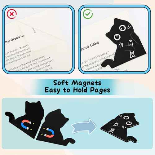 10 Pcs Cat Magnetic Bookmarks Cute Bookmark Black Cats Book Marks Christmas Stocking Stuffers for Reading Women Teens Girls Book Cat Lovers Gifts