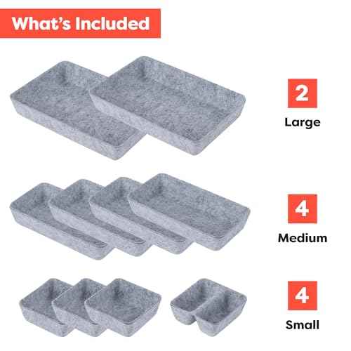 Rajas Goods Drawer Organizer Compatible with Ikea Alex Drawer Unit, 10-Piece Modular Felt Tray Organizer Set, Perfect Fit (Light)