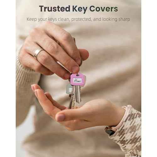 Uniclife 12 Pcs Key Covers Caps 1 Inch Key Covers Protectors with Clear Windows and Blank Paper Labels, Soft Key Identifiers for Standard Regular Thin Flat House Keys, 6 Colors (Not for Odd-Shaped)