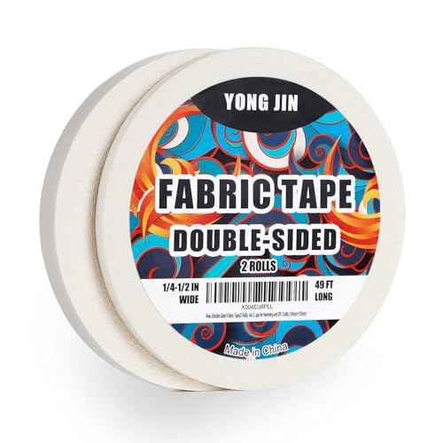 YONGJIN Double-Sided Fabric Tape (2 Rolls) - No Sewing or Ironing Required, Perfect for Quick Clothing Repairs, Fabric Bonding, Adhesive Cloth Tape for Hemming and DIY Crafts (1/4inch+1/2inch)