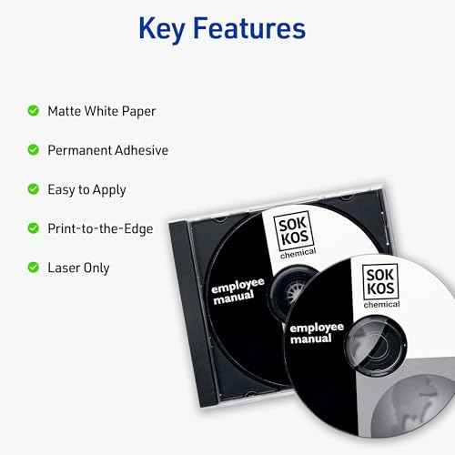 Avery CD Labels for Laser Printers, White, 100 Disc Labels and 200 Spine Labels (5698)
