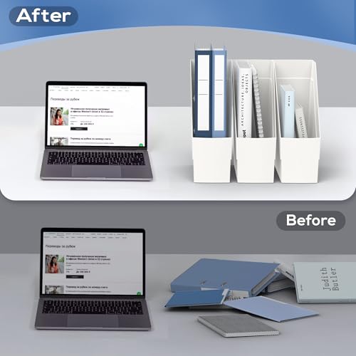 Delifox 3 Pack White Plastic Magazine Racks Desk Organizer Storage Bin