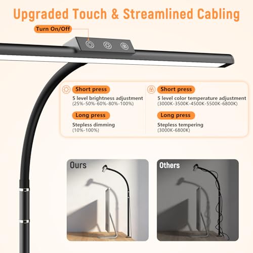 ZenBeam Black LED Desk Lamp with Clamp, Flexible Gooseneck & Dimming