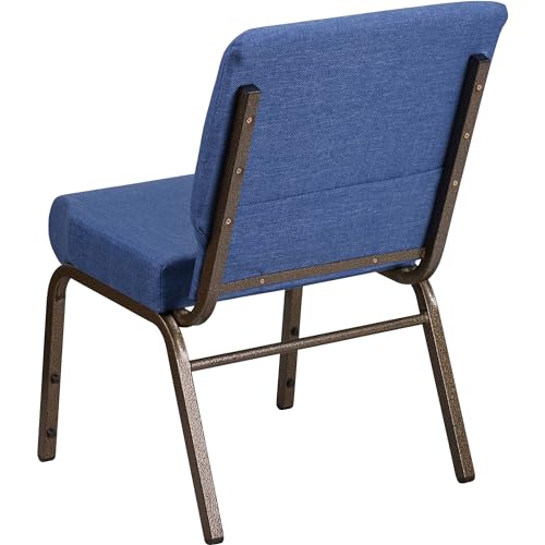 Flash Furniture HERCULES Series 21''W Stacking Church Chair in Blue Fabric - Gold Vein Frame