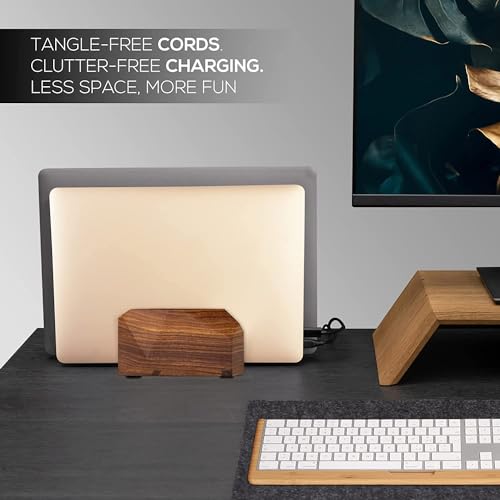 Width Adjustable Vertical Laptop Stand for Desk, Laptop Holder to Dock MacBook, MacBook Pro and Other Laptops, Versatile Vertical Laptop Docking Solutions - Indian Rosewood