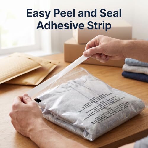 12 x 15 Inch Self Seal Clear Poly Bags 500 Count with Suffocation Warning - Bulk Shipping & Packaging Bags