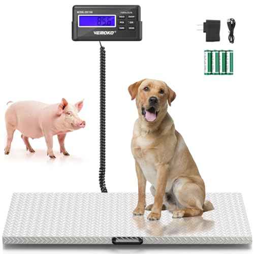 Precision Large Dog Scale - 1100lb x 0.2lb Large Breed Animal Livestock Weight Scale, Pet Scale Non-Slip Stainless Steel Platform for Dogs (Non-Slip Platform)