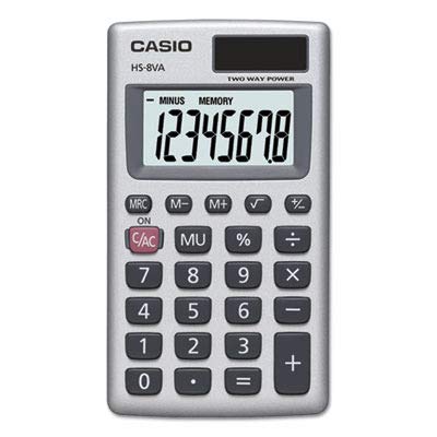Casio HS-8VA Mini Solar-Powered 8-Digit Pocket Calculator - Pack of 1