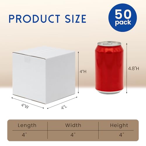 Mefleet 4x4x4 Inch White Corrugated Cardboard Shipping Boxes 50 Pack